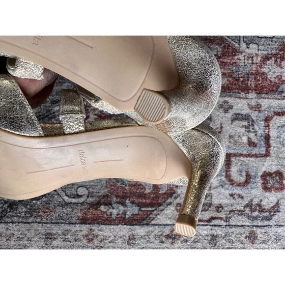 NWOT Dolce Vita Womens Silver Gold Metallic Pointed Toe Mule Heels Slip On  9 - Picture 6 of 12